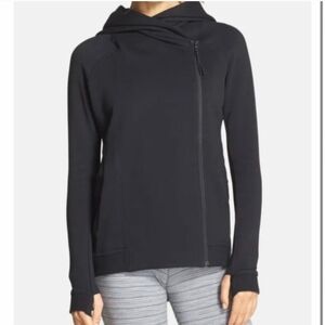 Nike Women's Full Zip Cape Hoody With Drop Hem In Black